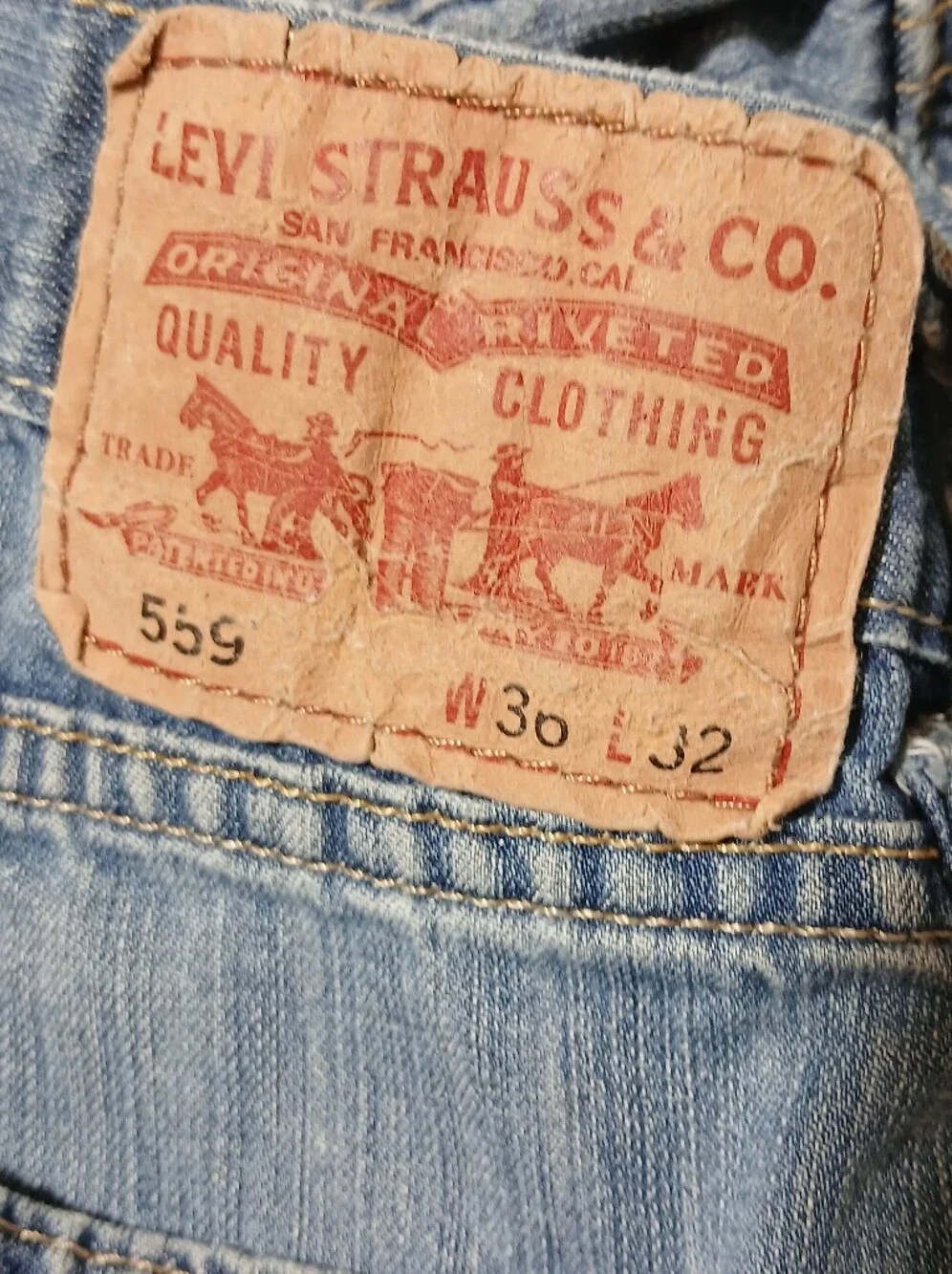 Levi's 559 Men Jeans 36x32 90s Y2K Relaxed Straight Blue Cotton Denim - Picture 7 of 9